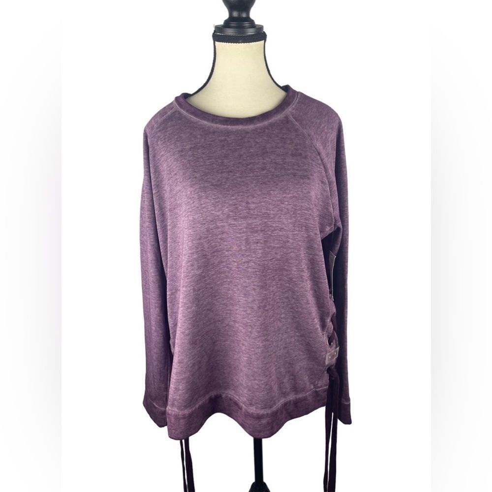 A.N.A Women’s Purple Lace-Up Side Visitar Long Sleeve‎ Sweatshirt Shirt Size: XL